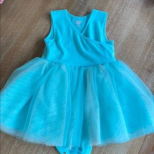 Old Navy 6-12mo onesie dress teal with tulle
